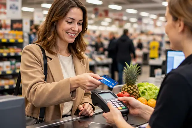 Carte de paiement Cpay posée près d'un relevé et d'une calculatrice