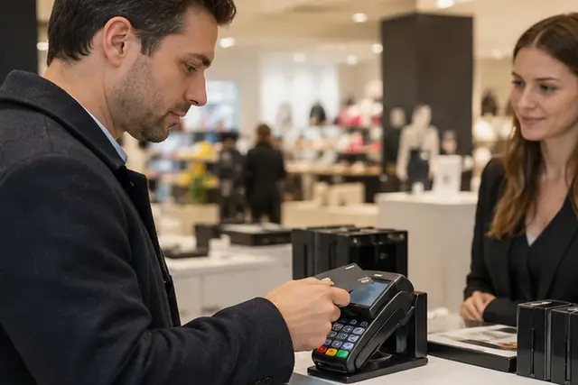 Carte bancaire et petite pile de pièces devant un budget mensuel
