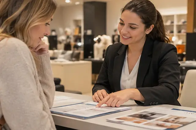 Client signant une carte de crédit au guichet financement d'un magasin Darty à La Réunion