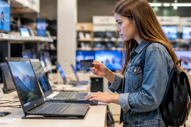 Cuisine et dressing IKEA avec une carte de financement sur le plan de travail