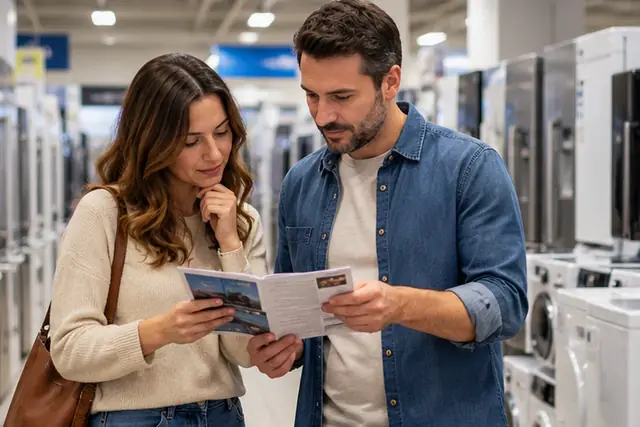 Terminal de paiement affichant le choix entre comptant et paiement en plusieurs fois