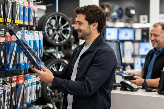 Atelier Norauto avec une carte de financement posée sur un devis de réparation