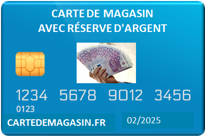 CARTE DE MAGASIN AVEC RÉSERVE D'ARGENT 2025
